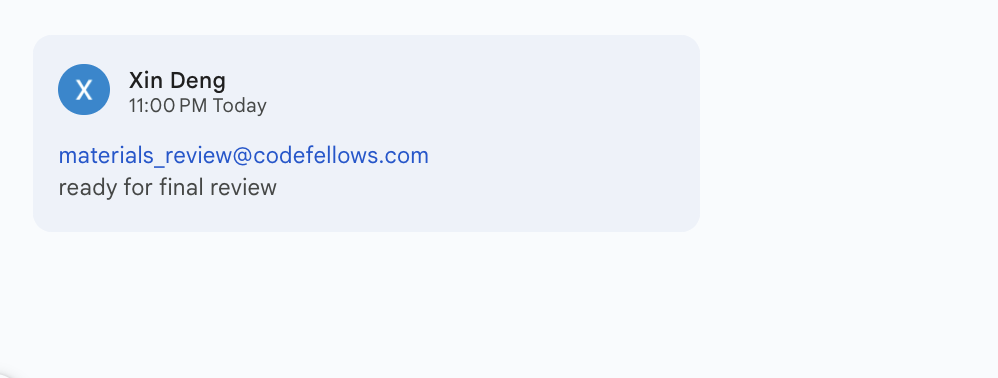 Screenshot of resume comment